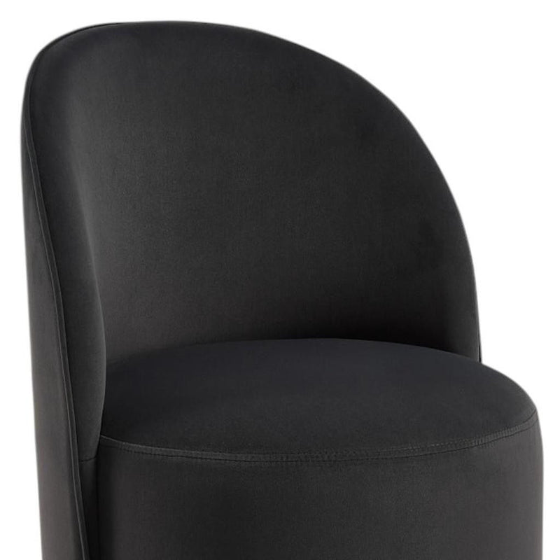 Velvet Curved Back Swivel Dining Arm Chair - Black