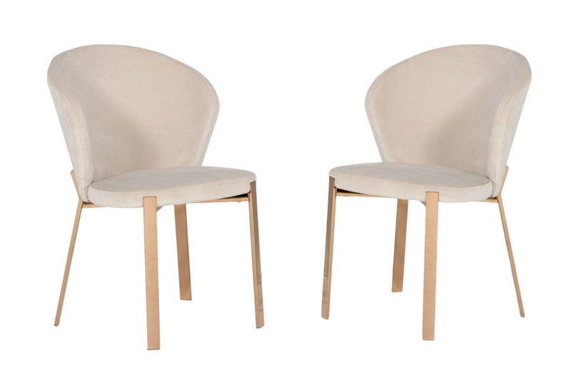 Upholstered Velvet Wing Back Dining Side Chairs (Set of 2) - Beige