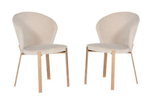 Load image into Gallery viewer, Upholstered Velvet Wing Back Dining Side Chairs (Set of 2) - Beige
