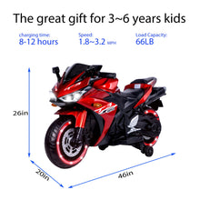 Load image into Gallery viewer, Kids 12V Motorcycle With Training Wheels, Manual Throttle, And Lighting Wheels For Boys And Girls Ages 3-6 - Red
