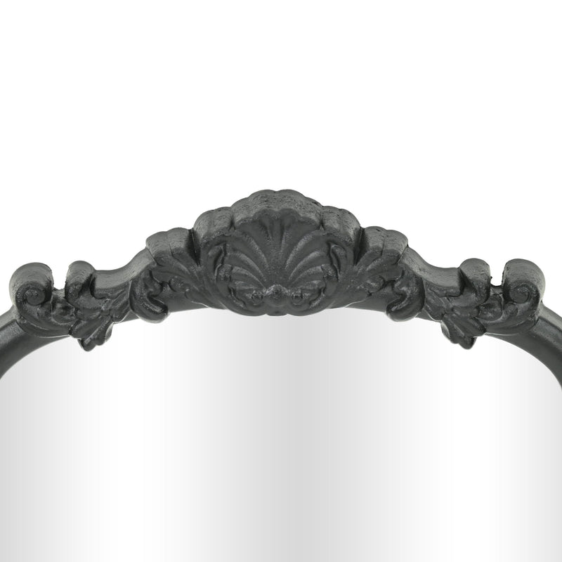 Solid Wood Scalloped Framed Makeup Shaving Tabletop Mirror - Black