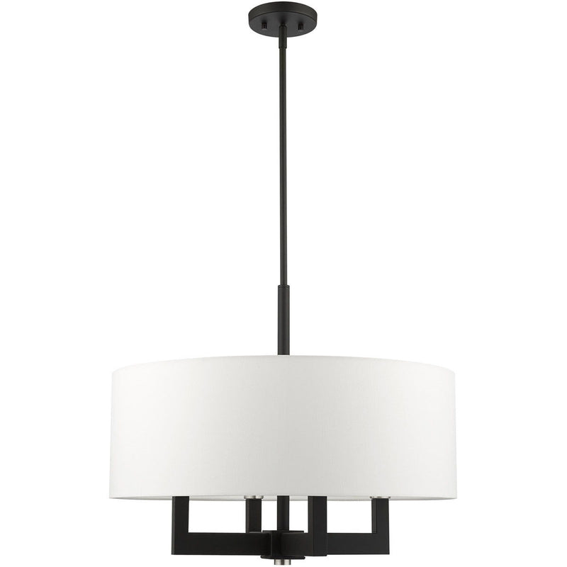 22" Four Light Dimmable Chandelier With Shades - Black
