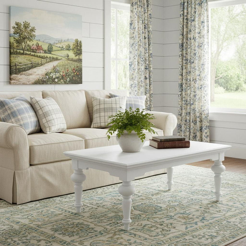 Solid Wood Coffee Table - White