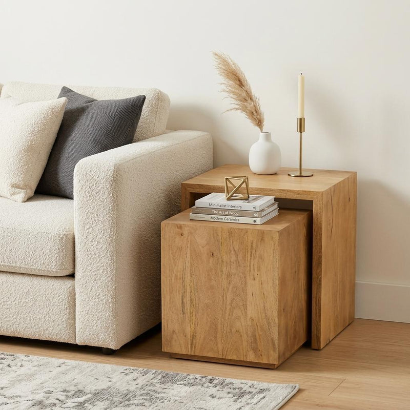 Solid Wood Frame Nested Tables (Set of 2) - Natural