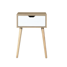 Load image into Gallery viewer, Side Table With 1 Drawer, Mid-Century Modern Storage Cabinet For Bedroom - White / Wood

