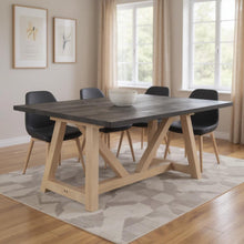 Load image into Gallery viewer, 84" Solid Wood Trestle Base Dining Table - Brown
