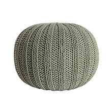 Load image into Gallery viewer, Cotton Cable Knit Round Pouf Ottoman - Green
