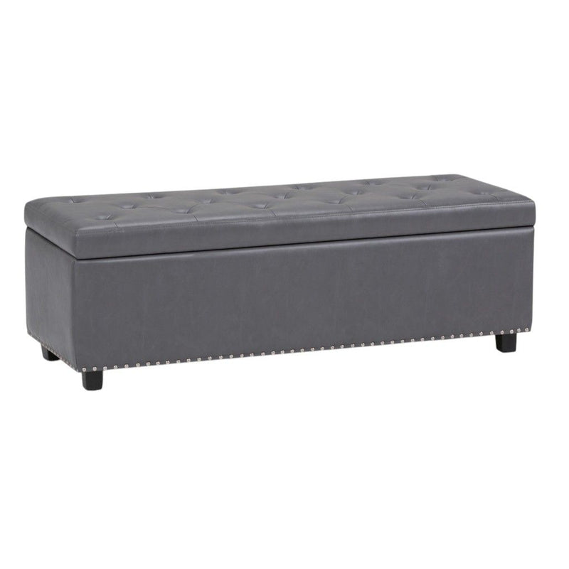 48" Upholstery Storage Ottoman - Dark Brown / Gray