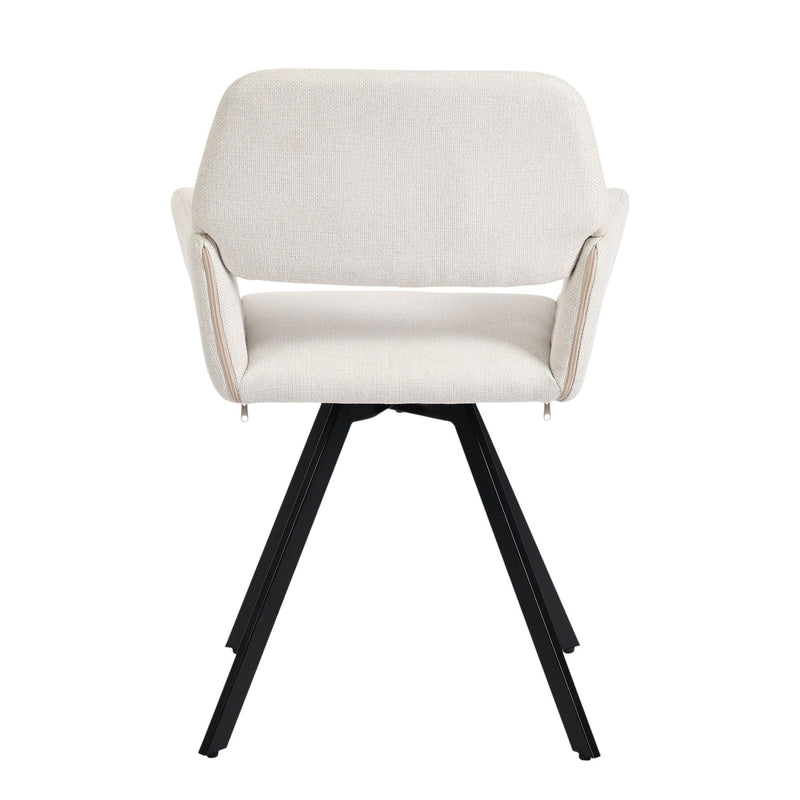 Fabric Steel Dining Arm Chairs (Set of 2) - Beige / Black