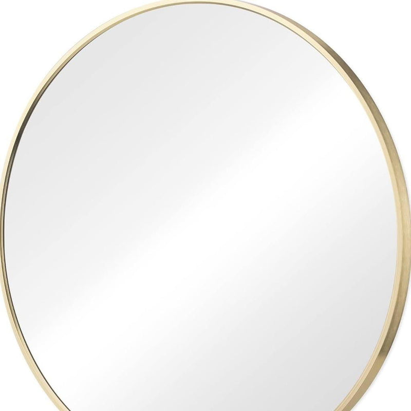 Metal Round Framed Bathroom Vanity Mirror - Gold