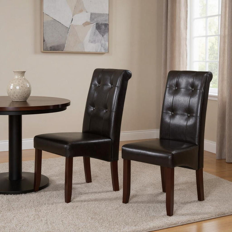 Wood Dining Parsons Chairs (Set of 2) - Brown