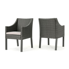 Load image into Gallery viewer, Outdoor Rattan Dining Chair With Straight Legs And Sloped Arms (Sey of 2)
