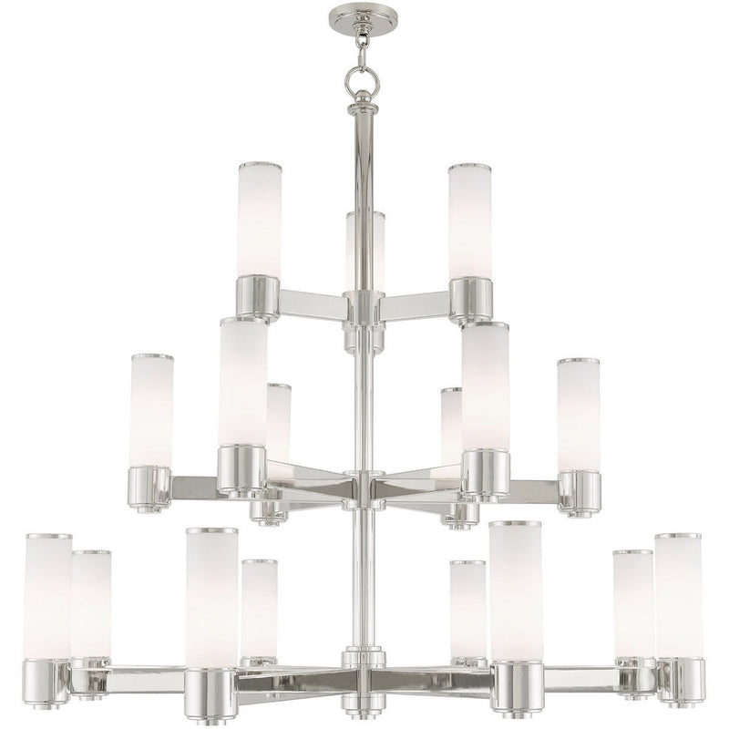44" Multi Light Dimmable Chandelier With Shades - Nickel