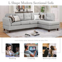 Load image into Gallery viewer, 97.2&quot; Modern Linen Fabric Sofa, L-Shape Couch with Chaise Lounge,Sectional Sofa with one Lumbar Pad,Gray
