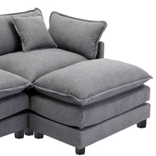 Load image into Gallery viewer, 112.2&quot; L-Shape Chenille Upholstered Sofa for Living Room Modern Luxury Sofa Couch with Ottoman, 5 Pillows, Gray
