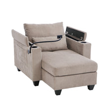 Load image into Gallery viewer, Convertible Chaise Lounge Sofa Chair With USB Ports, Cup Holders, Phone Holder And Storage
