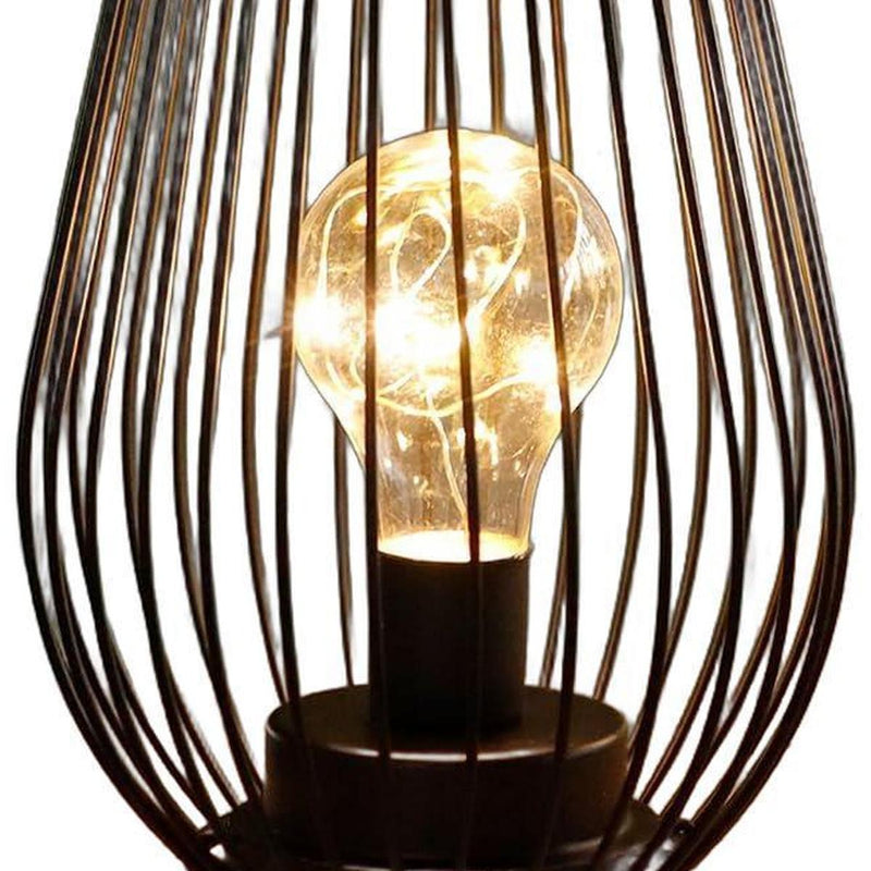 Metal Pierced Battery Powered Desk Lamps (Set of 2) - Black