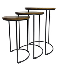 Load image into Gallery viewer, Solid Wood And Metal Round Frame Nested Tables (Set of 2) - Chestnut
