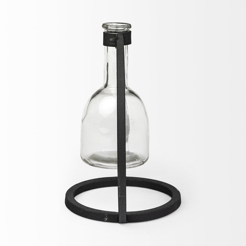 Abstract Cylinder Table Vase - Clear / Black