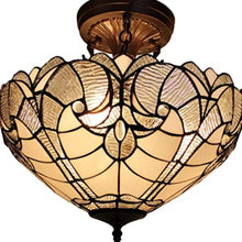 Load image into Gallery viewer, Two Light Tiffany Style Semi Flush Dimmable Ceiling Light - Yellow / Brown
