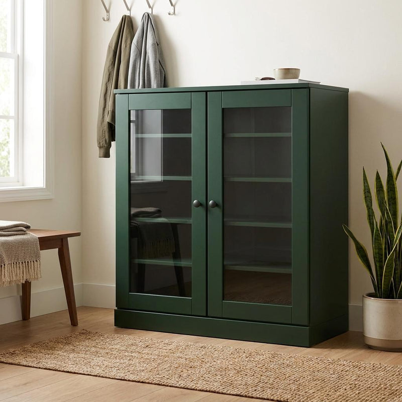 Twenty Pair Solid Woodshoe Storage Cabinet (752337) - Green