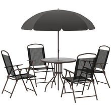 Load image into Gallery viewer, Outsunny - Patio Dining Set With Table Umbrella, Folding Chairs And Dining Table, Outdoor Patio Furniture Set
