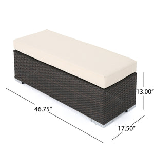 Enthrallia - Outdoor Wicker Bench With Foam Filled Cushion