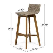 Load image into Gallery viewer, Equinox - Outdoor Barstool With Rattan Wicker Top And X Stretcher Frame (Set of 2)
