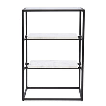 Load image into Gallery viewer, Glass Marble Rectangular End Table With Two Shelves - Black
