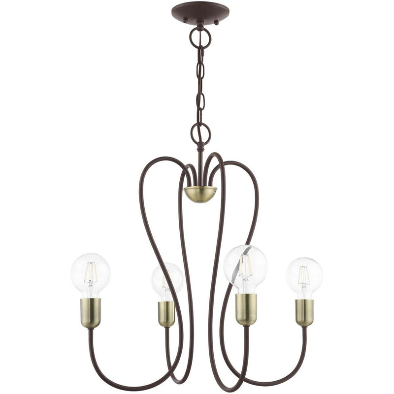 22'' Four Light Dimmable Chandelier With Shades - Bronze