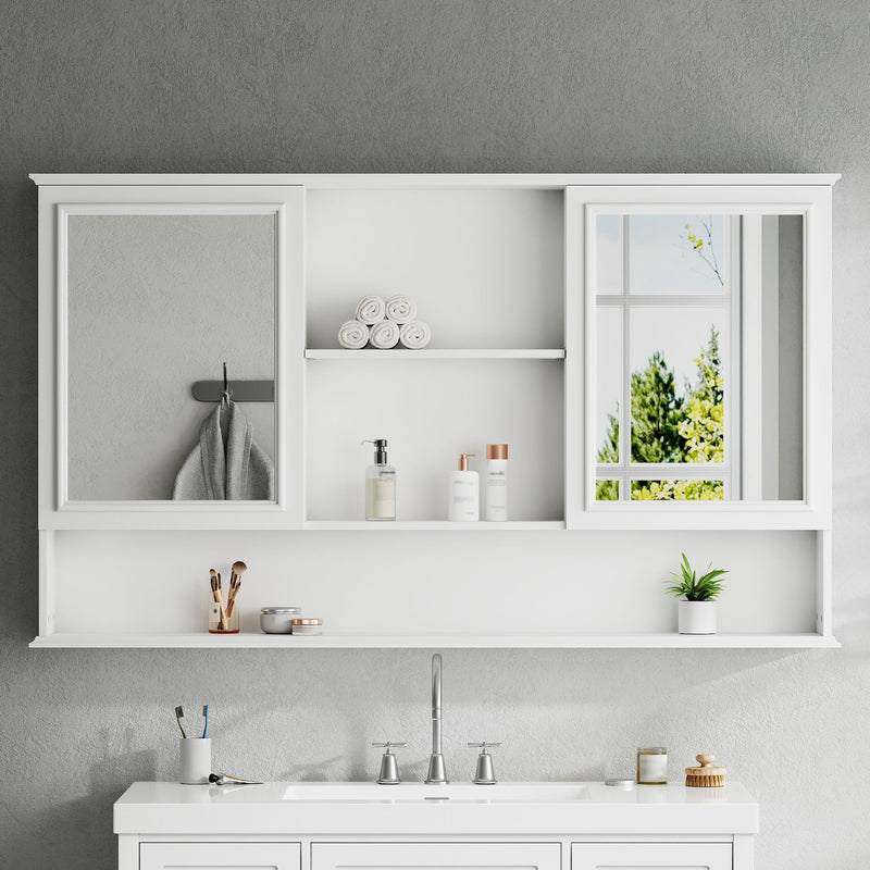 Wall Mounted Bathroom Medicine Cabinet With Double Mirrored Doors