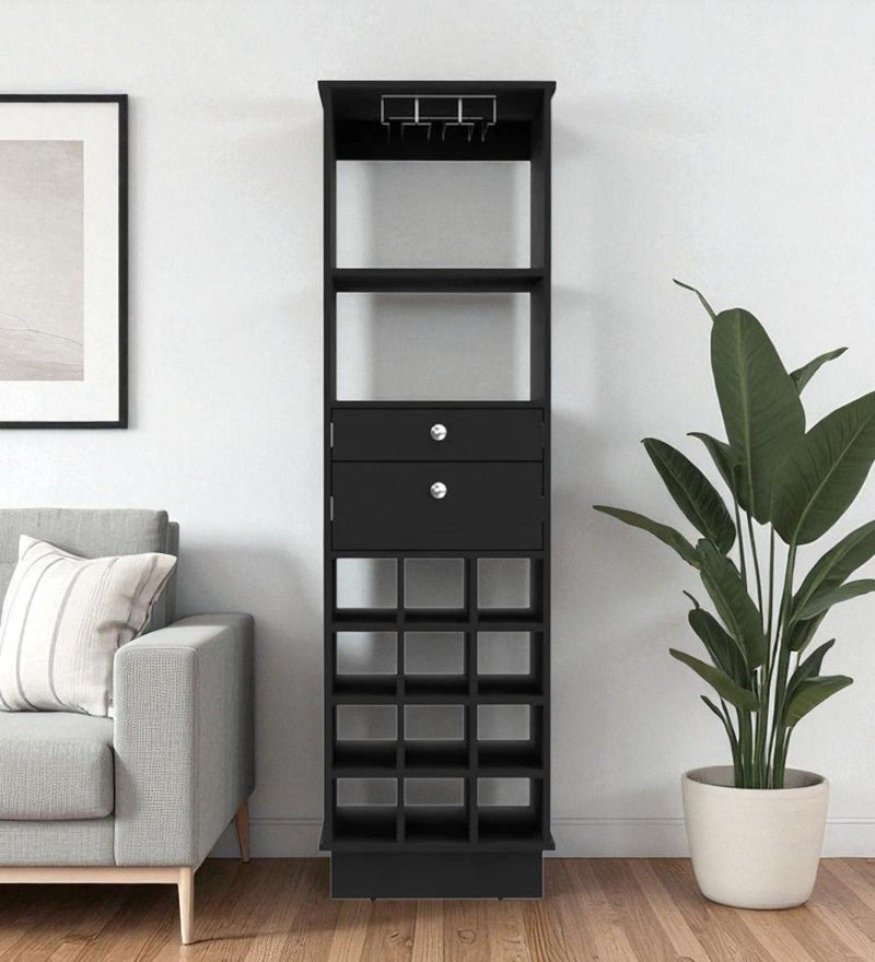 63" Wood Bar Cabinet With Two Drawers - Black