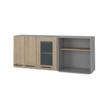 Load image into Gallery viewer, 24" Wood Wall Mounted Kitchen Cabinet With Three Doors - Gray And Natural
