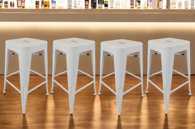 Metal Backless Bar Height Bar Chairs (Set of 4) - White