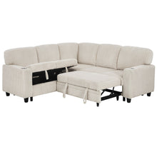 Load image into Gallery viewer, L-Shaped Sofa With Pull Out Sofa Bed With USB
