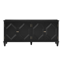 Load image into Gallery viewer, Wood Carved Geometric Accent Cabinet With Four Doors - Black
