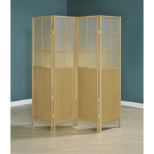 Load image into Gallery viewer, Gabby - 4 Panel Divider Folding Shoji Screen With Windowpane Details - Natural
