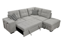 Load image into Gallery viewer, Sectional Pull Out Sofa Bed 101&quot; Reversible L-Shaped Corner Sleeper Upholstered Couch with Storage Ottoman, 2 Pillows,USB Ports,2 Stools for Living Room Furniture Sets,Apartments, Light Gray
