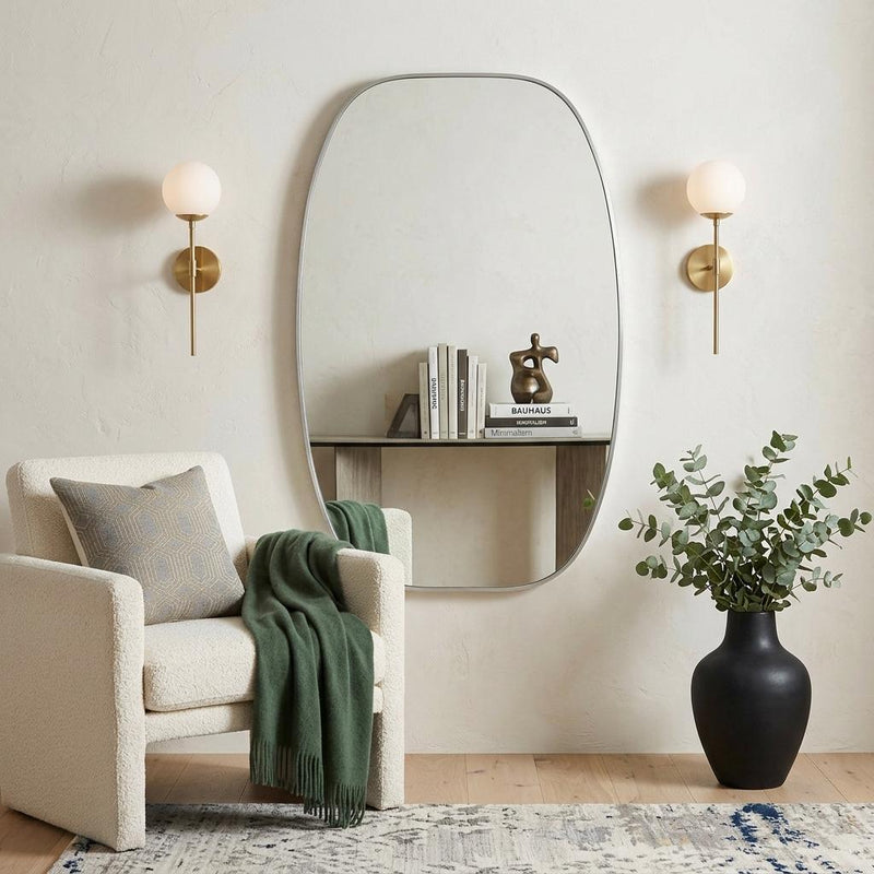 Aluminum Oval Framed Bathroom Vanity Mirror (756117) - Silver