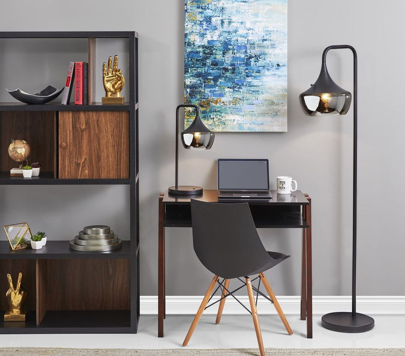 Task Floor Lamp With Black Bowl Shade - Black