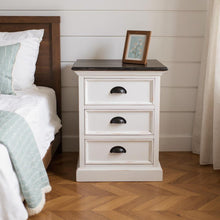Load image into Gallery viewer, Three Drawer Wood Nightstand - White And Brown
