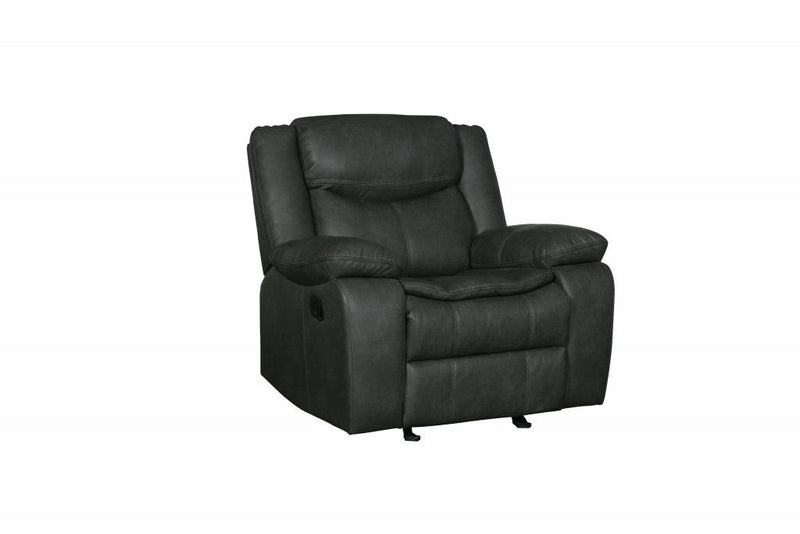 Leather Match Manual Gliding Recliner (366301) - Brown