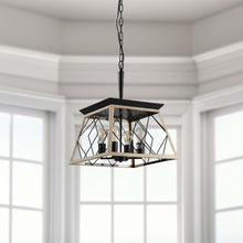 Load image into Gallery viewer, Four Light Metal Chandelier With Shades - Oak
