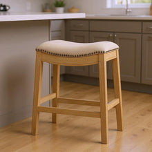 Load image into Gallery viewer, Wood Backless Counter Height Bar Chair - Cream / Brown
