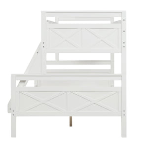 Twin over Full Bunk Bed with ladder, Safety Guardrail, Perfect for Bedroom, White(Old SKU: SM000118AAK-1)