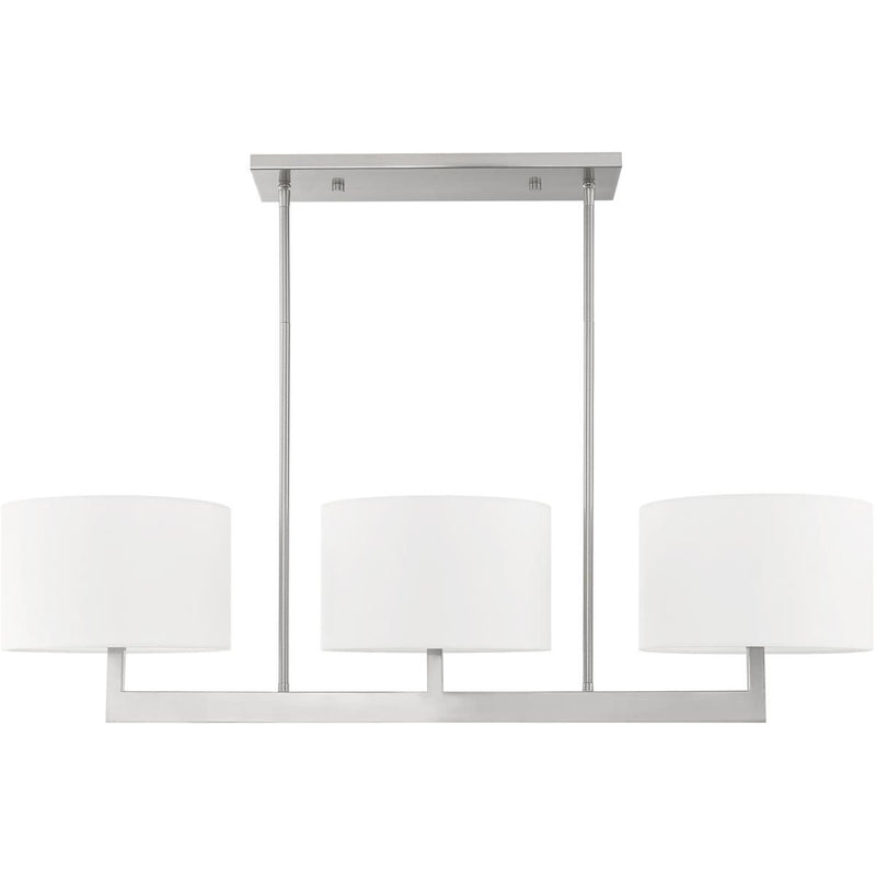 22" Three Light Dimmable Chandelier With Shades - Nickel