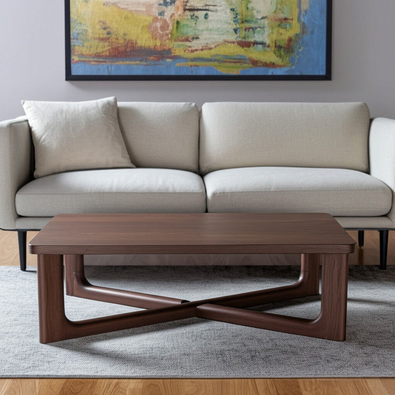 50" Solid Wood Cross Legs Coffee Table - Walnut