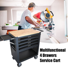 Load image into Gallery viewer, 4 Drawers Multifunctional Tool Cart With Wheels And Wooden Top
