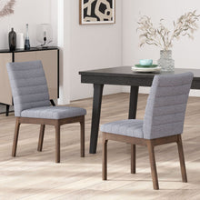 Load image into Gallery viewer, Mid Century Modern Dining Chair (Set of 2) With Channel Stitching - Dark Gray
