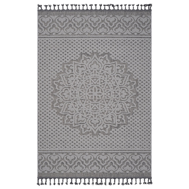 Guros - 8' X 10' Medallion Indoor / Outdoor Area Rug - Gray / White